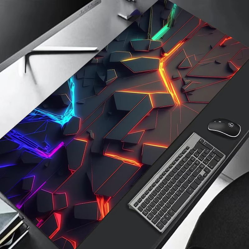 Gaming Keyboard Typewriter - VIKAMA Black Neon Broken Rock Tech